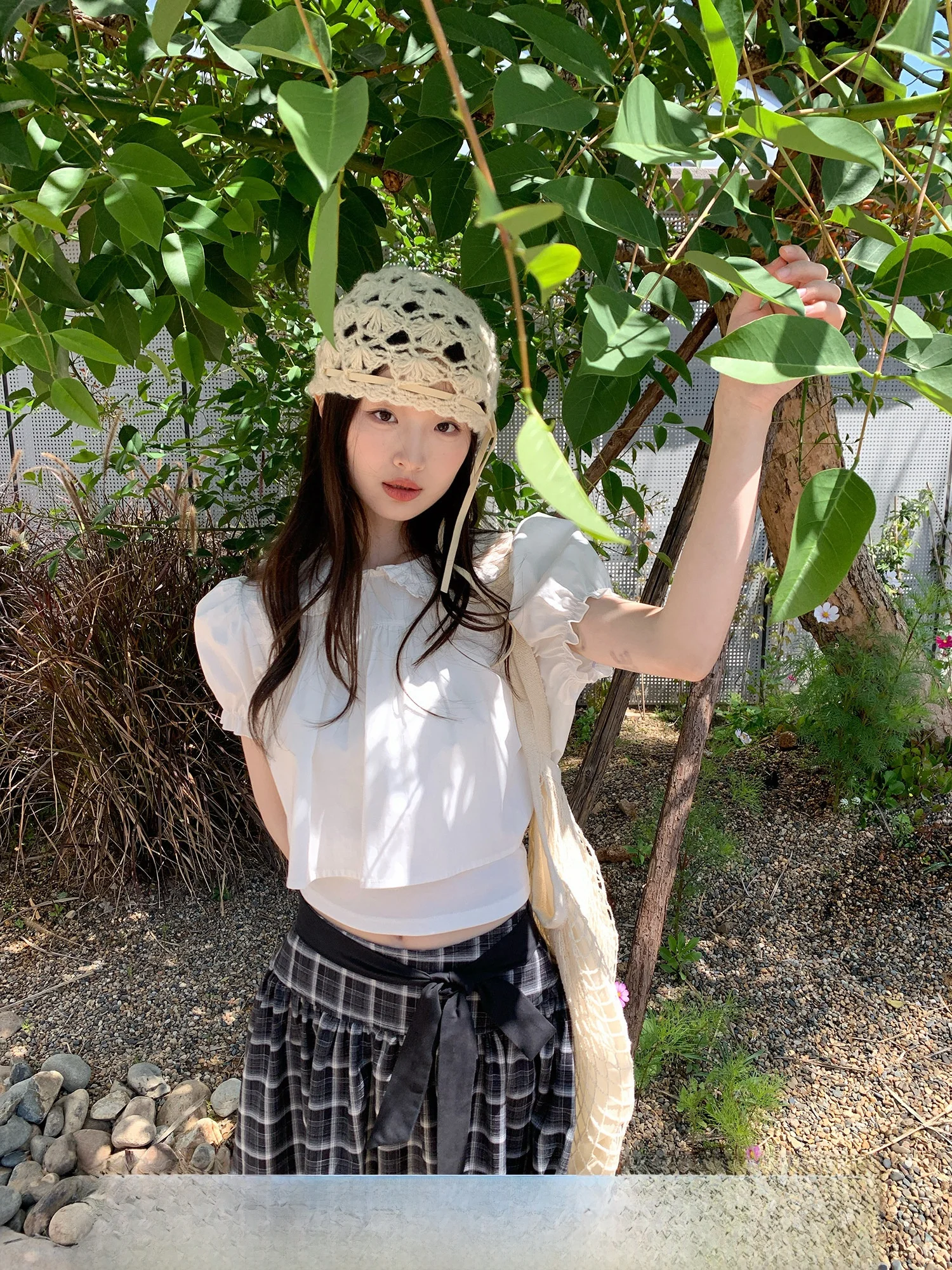 

Женская блузка Sinbounboun в стиле принцессы с коротким рукавом, воротником-стойкой и пышным подолом, из хлопка и полиэстера, приятная к телу, дышащая