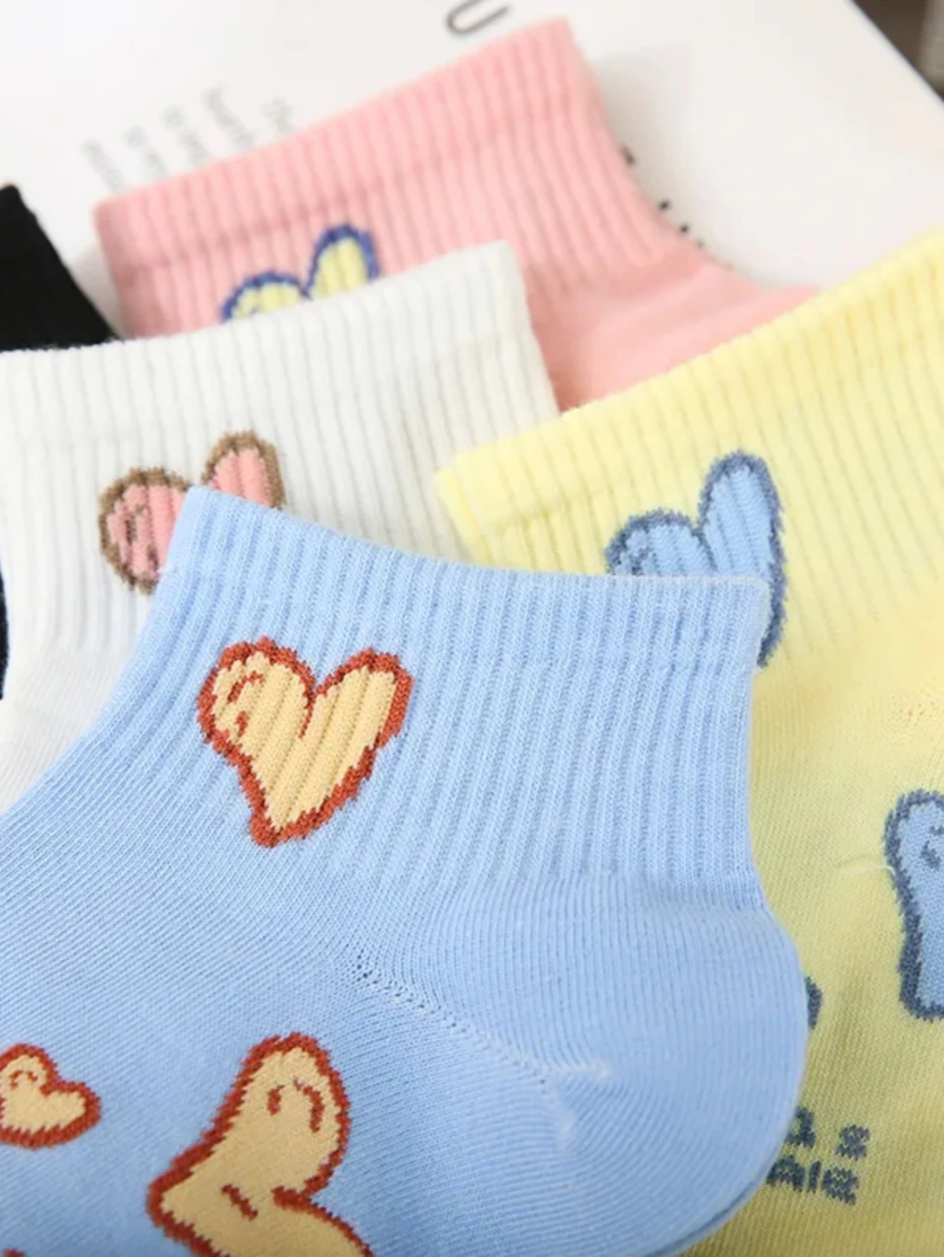 Damen-Sommer-Söckchen mit süßem Herz-Print, niedrig geschnittene kurze Socken, atmungsaktive, lässige Lauf- und Sportsocken im süßen Harajuku-Kawaii-Stil – Detail 4