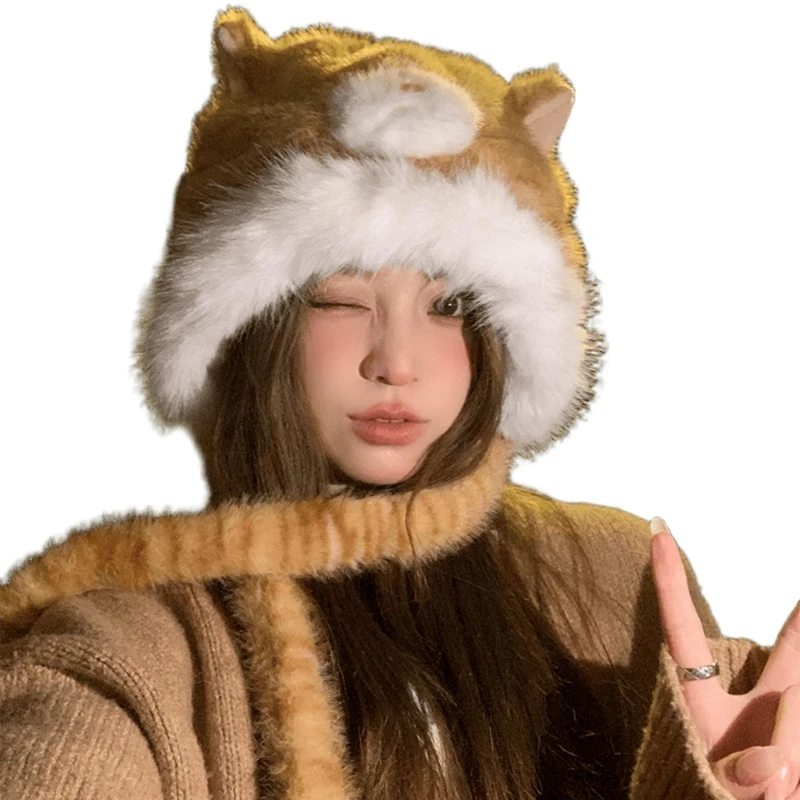 Cartoon Kitten Hat for Cycling and Running Thicken Ushanka Hat Thick Lining