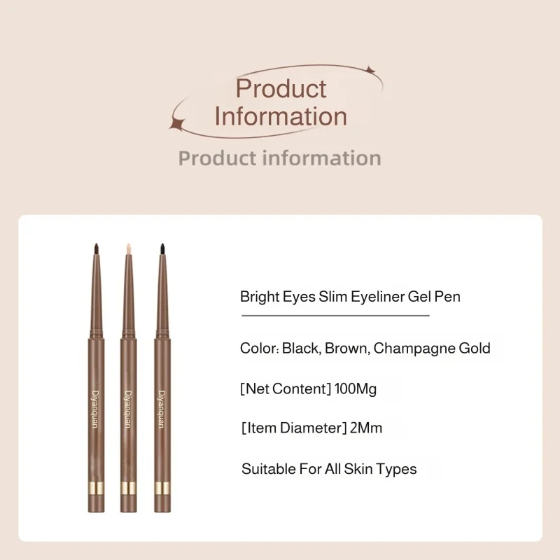 Waterproof & Sweatproof Slim Eyes Long Lasting NonSmudge Pearlescent Fine Glitter Eyeliner Pen