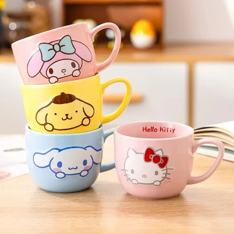 Hallo Kitty Y2K Keramik becher Kawaii Sanrioed Anime meine Melodie niedlichen Cartoon Pompon purin Mädchen Herz Milch flasche Tasse Geschenke für Mädchen