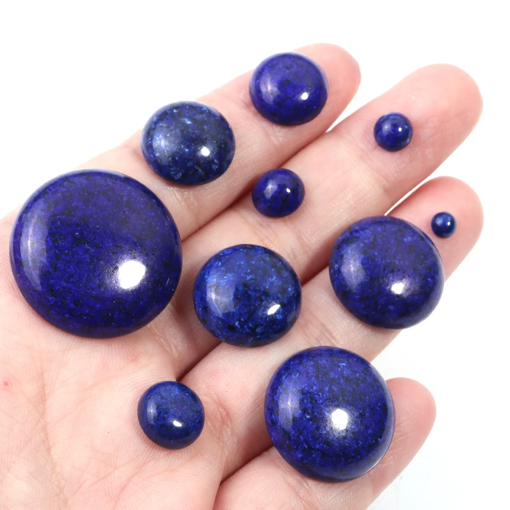 Wholesale 10pcs/lot Dia 4/6/8/10/12/14/16 mm Round Flat back Lapis Lazuli Stone Cabochons Beads for DIY Jewelry Making