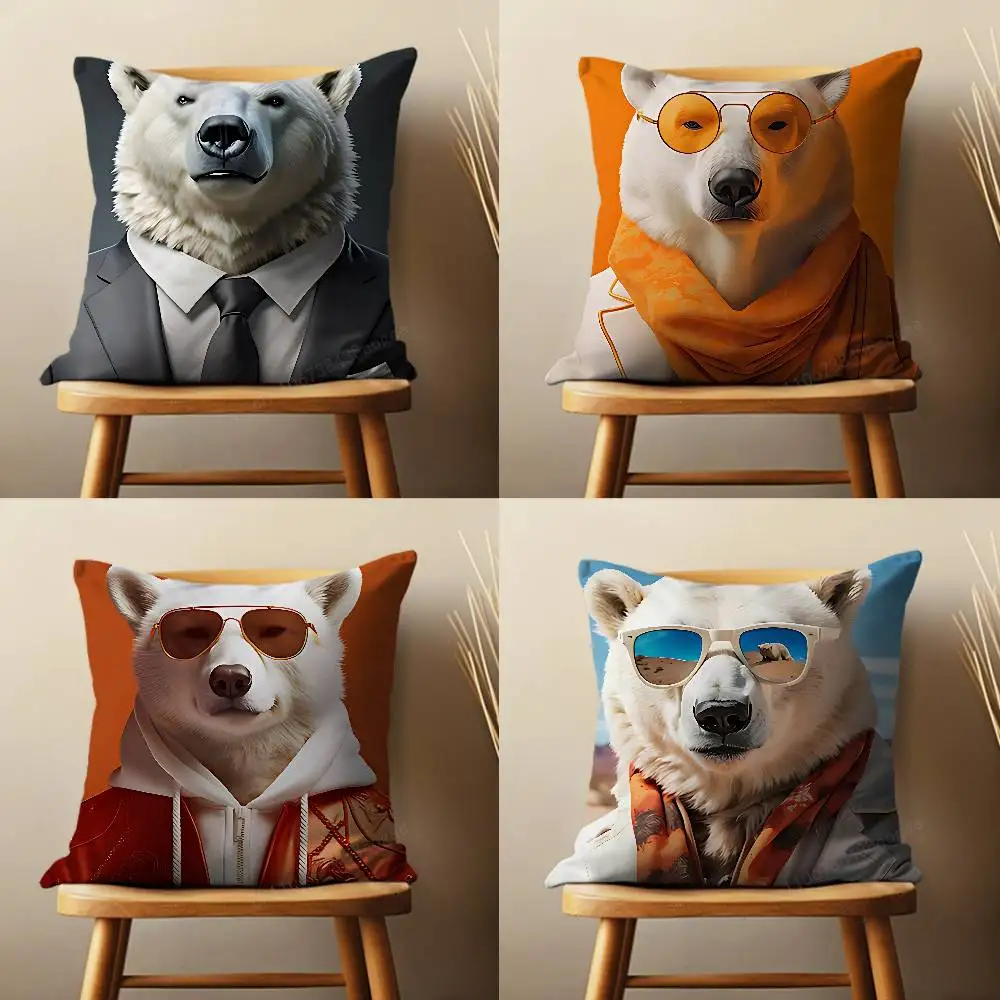 

Dress Art Cartoon Bear Pillow Case Living Room Sofa Cushion Cover Suitable For Home Bedroom Decoration And Protector