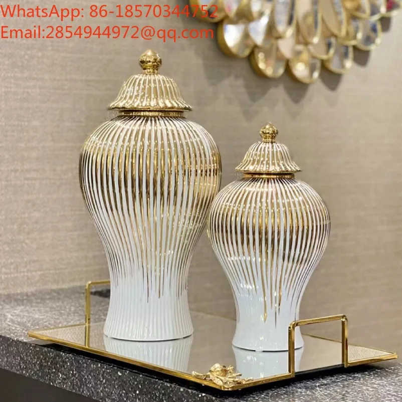 European Light Luxury Ceramic Vase Storage Tank Home Furnishing Living Room Entrance Model Room Ornament