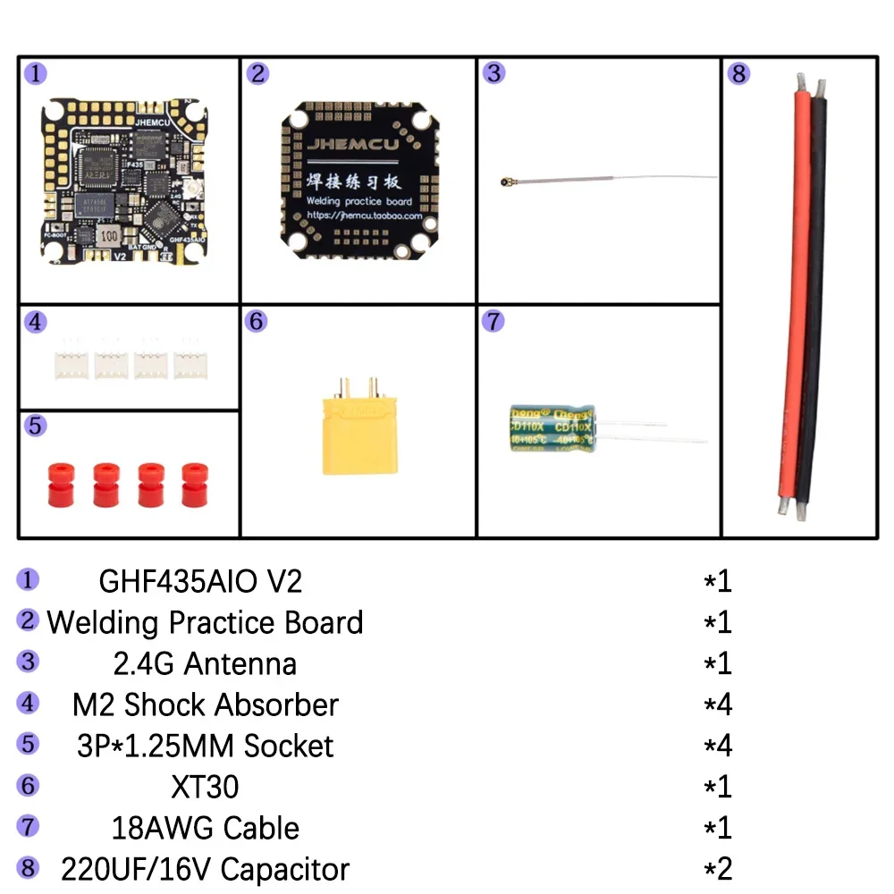 JHEMCU GHF435AIO V2 F4 20A AIO FC ELRS 2.4G BMP280 AT7456E BLHeli_S Betaflight USB-C 2-4S für FPV Freestyle Racing Drohne – Detail 4