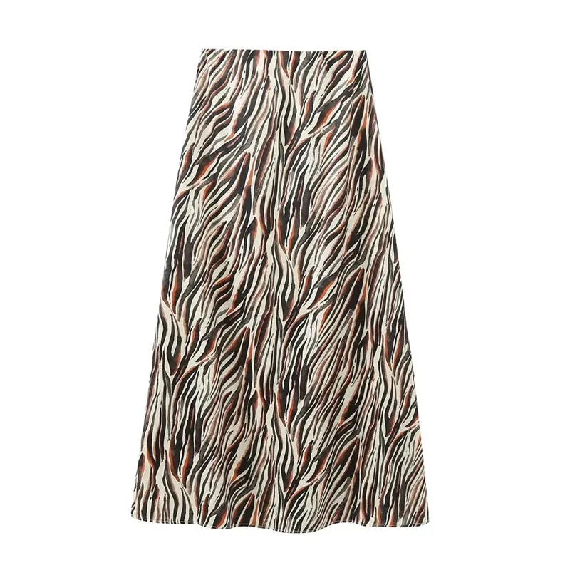 

Faionable Animal Print Midi Skirt Women's Spring New Sle High Waist A-Line Long Skirt Commute Sle Floral Patterned Skirt