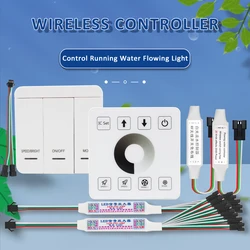 WS2811 Horse Race Strip Controller 1to1 1to4 Touch Panel Running Water Flowing Tape Controller with Amplifier 5M Extension Wire