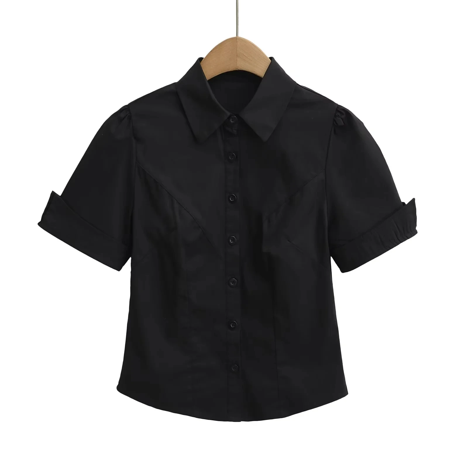 Slim Fit ort Sve Bubble irt Damen Faion Sommer New Sle Waist Cinched Hot Girl Top Dünnde Damenbluse