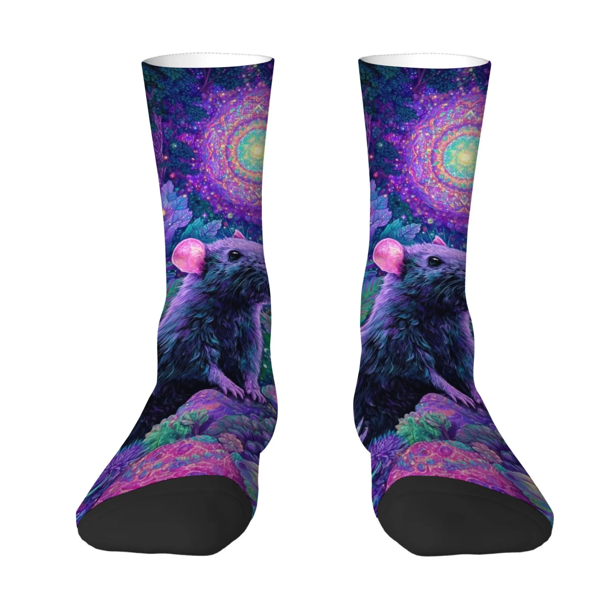 Psychedelic Artistic Conception Mouse Illustration Men's Socks Breathable Comfortable Casual Socks Novelty Compression Socks