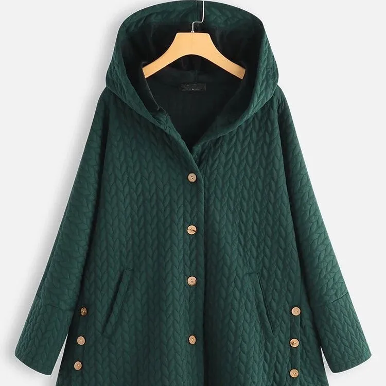 Thick Casual Coat Mid Long Length Minimalist with Single Breasted Three Quarter Sleeve Regular Fit V Neck Spring for Women