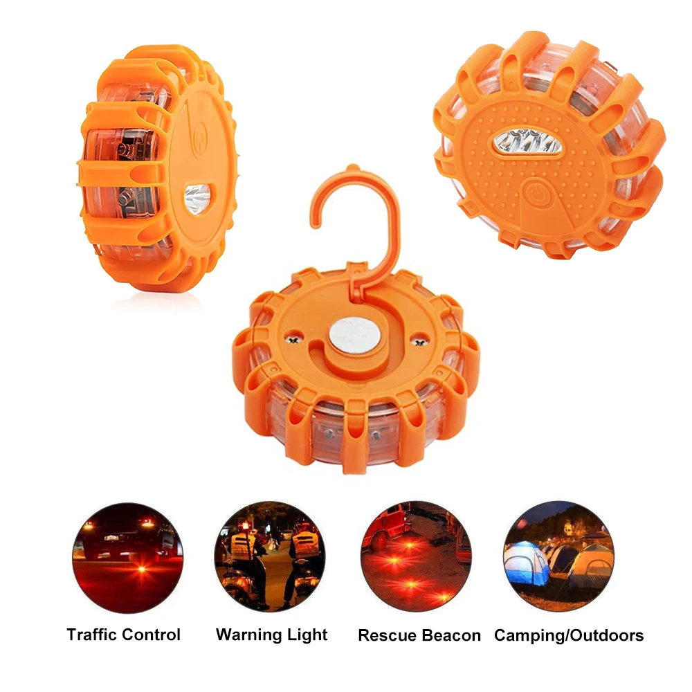 Car Emergency Strobe Flashing Warning Light Roof Road Safety Lamp Roadside Orange Beacon Magnetic Base Light