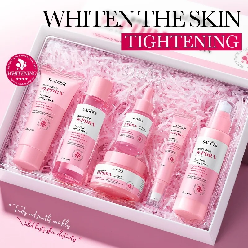 WHITENING Salmon Pink Peptide Collagen Skin Care 6-piece Set Valid Brighten The Skin Whitening spot Removal