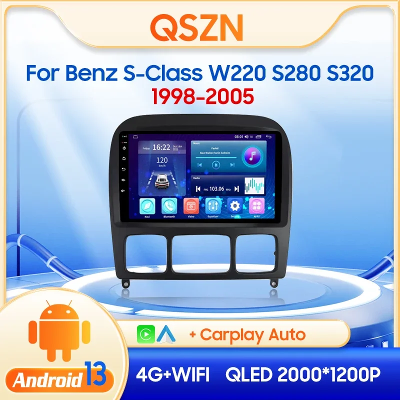 

QSZN For Benz classe S W220 VV220 98-05 Multimedia Video Player 2din Android 13.0 Car Radio GPS Navigation 4G Carplay Head unit