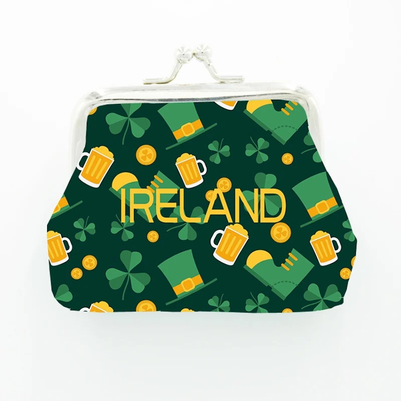 24PCS/Lot Customized PU Leather Coin Purse Full-Color Printing Wallet Logo Artist Designer Ireland Souvenir Wholesale Bag