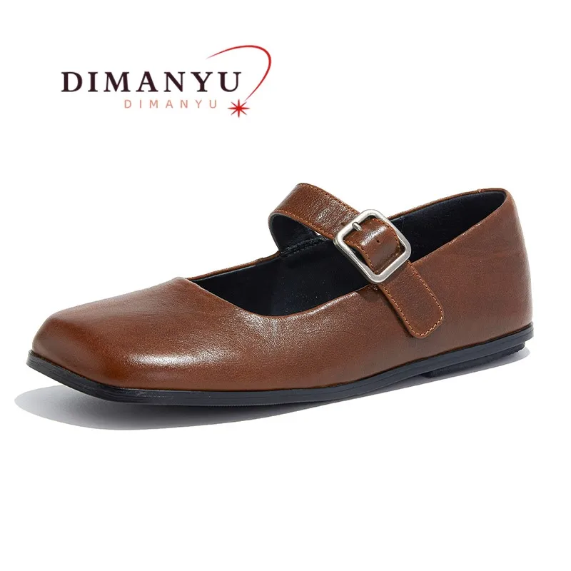 dimanyu-mary-jane-shoes-female-genuine-leather-summer-2025-new-square-toe-pumps-women-flats-casual-large-size-women-ballet-shoes