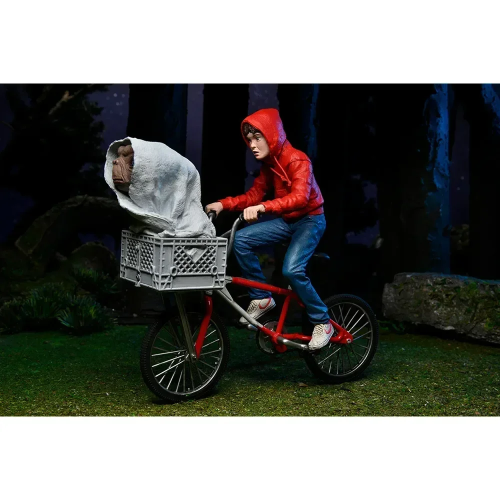 In Stock Original Neca 55065 Et The Extra Terrestrial 40th Anniversary Elliott  E.t. On Bicycle Action Figure Model Statue Toys