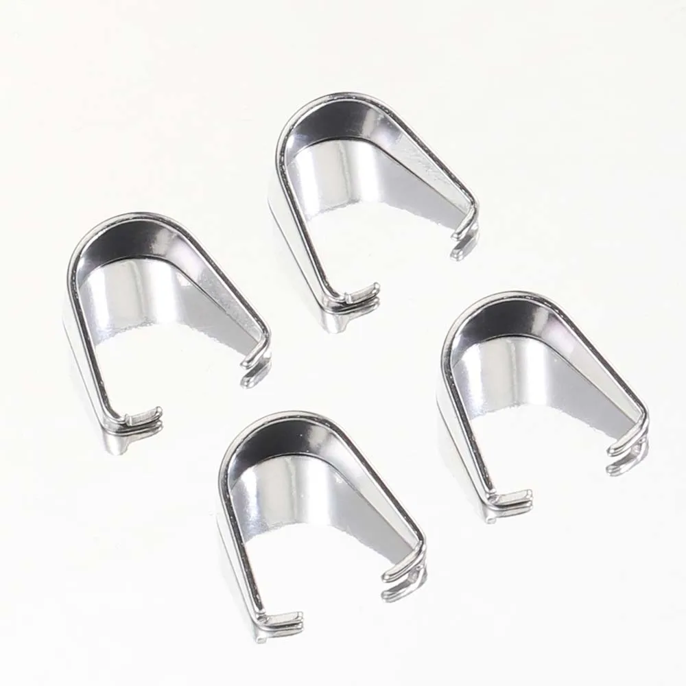 50pcs Stainless Steel Clip Clasps Melon Seed Buckle Clips Necklace Pendant Pinch Bail Connector Charm for DIY Jewelry Making