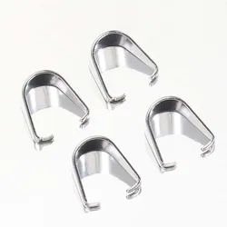 50pcs Stainless Steel Clip Clasps Melon Seed Buckle Clips Necklace Pendant Pinch Bail Connector Charm for DIY Jewelry Making