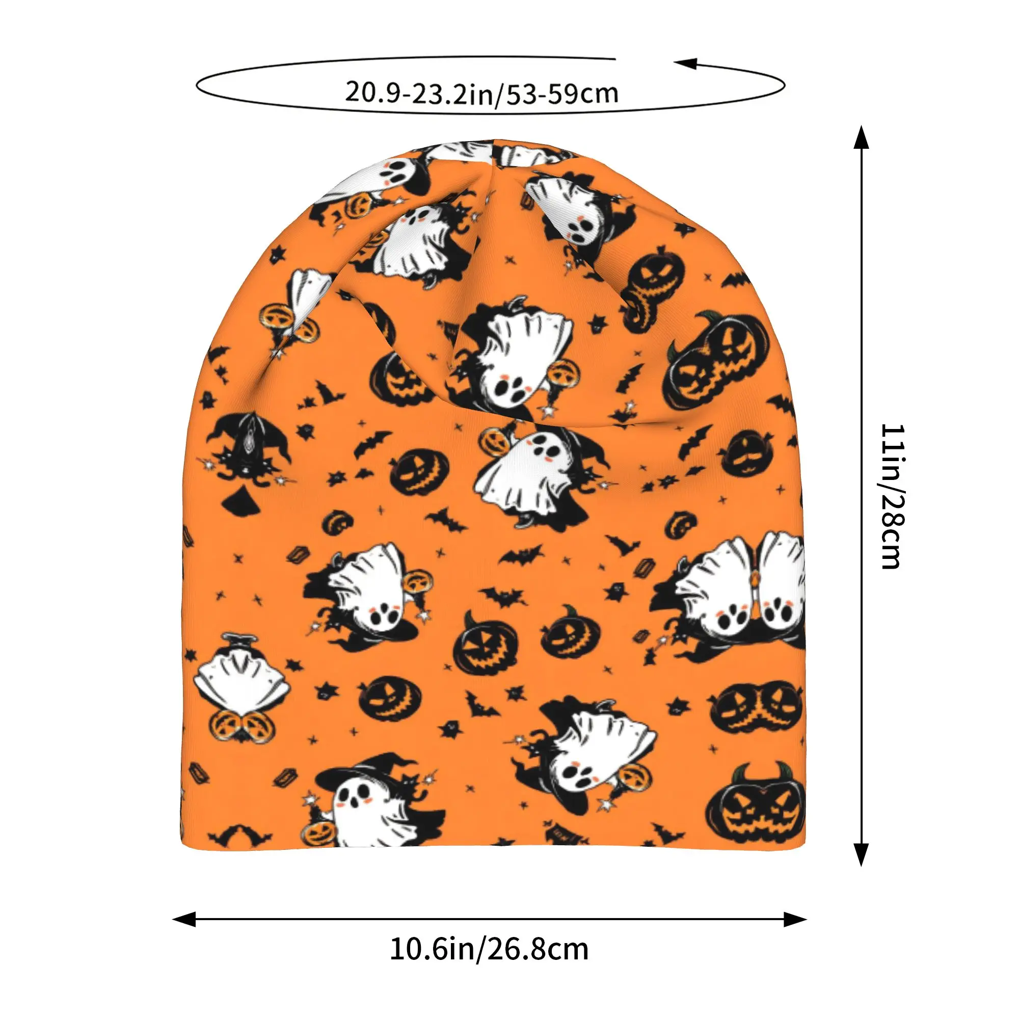 Quick Dry Halloween Ghost Pumpkin Spooky Trick Or Treat Witch Slouchy Beanie for Men Women Climbing Skull Cap