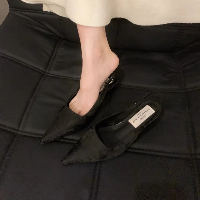 شباشب البغال النسائية الصيفية المصممة، أحذية أنيقة سهلة الارتداء بكعب سميك، أحذية نسائية مريحة بمقدمة مربعة Sandalias #5