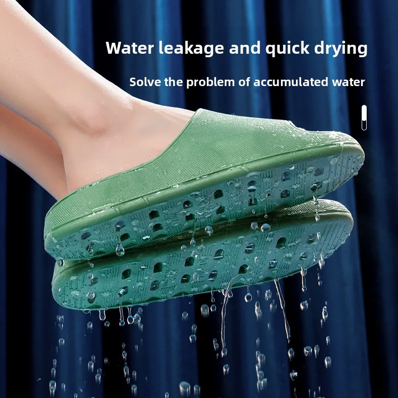 PVC Thick Sole Bathroom Slippers Cloud-Like Comfort Home Use Couple Height Increasing Indoor Solid Color Summer Sandals
