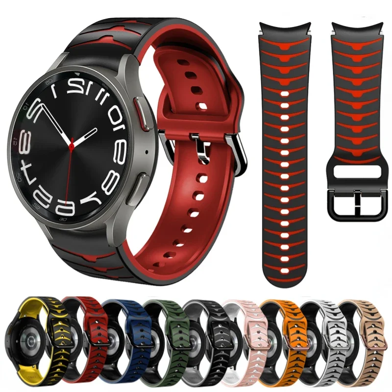 

20mm Two-color Silicone Strap for Samsung Galaxy Watch Pro 45mm 7/6/5/4 40mm 44mm Bracelet Watch 6/4 Classic 46mm 42mm 47mm 43mm