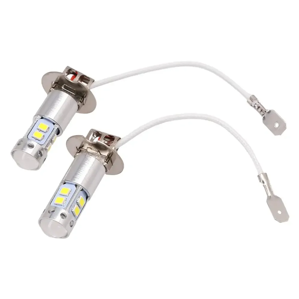 2x Car Lights H3 100W 3000K Headlight Bulbs High Power Yellow LED Fog Light Driving Bulbs Car Fog Lamp DC 12V To 24V