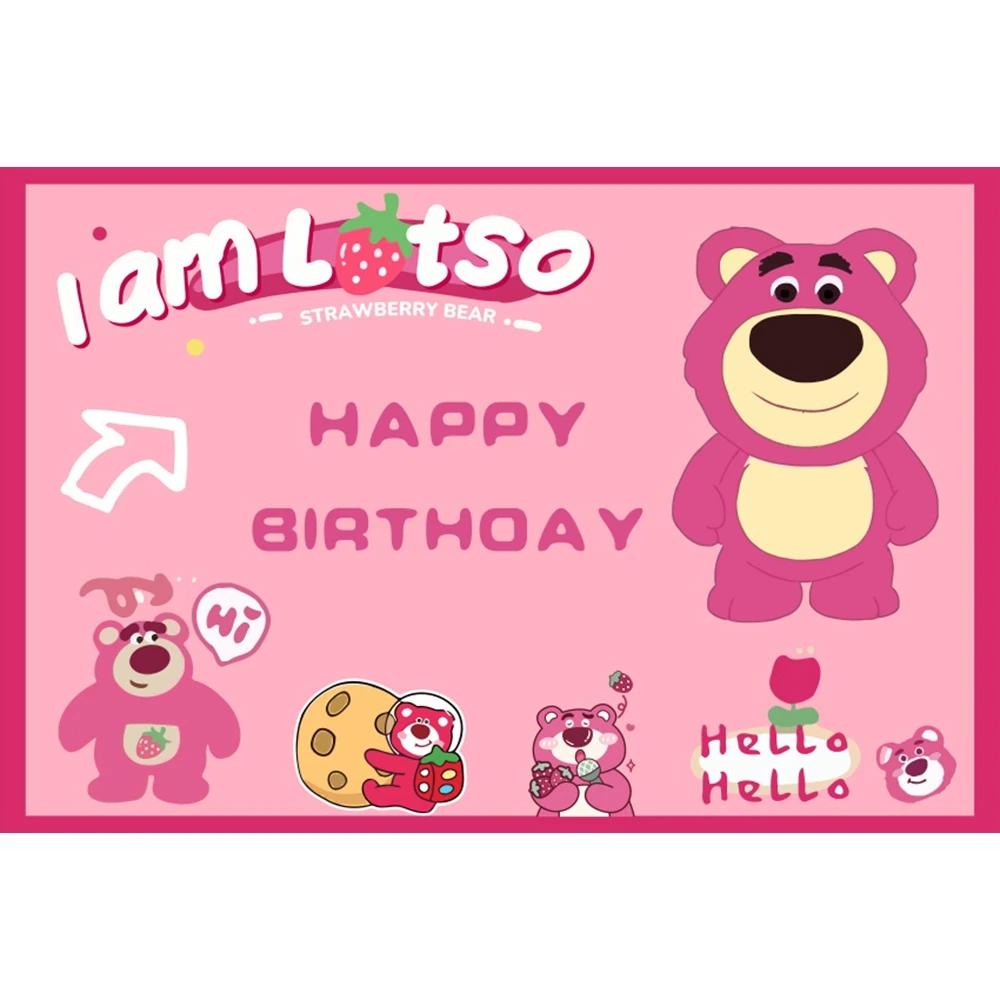 Cartoon Disney Lotso Background Customized Toy Story Strawberry Bear Baby Birthday Newborn Party Decoration Photography Studio