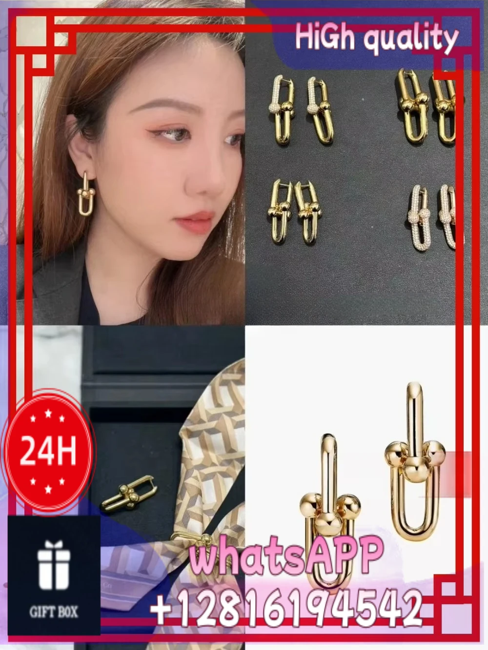 

S925 Sterling Silver Double Hoop Hollow Earrings U-Shaped Minimalist Luxury Jewelry for Daily Fashion Trends