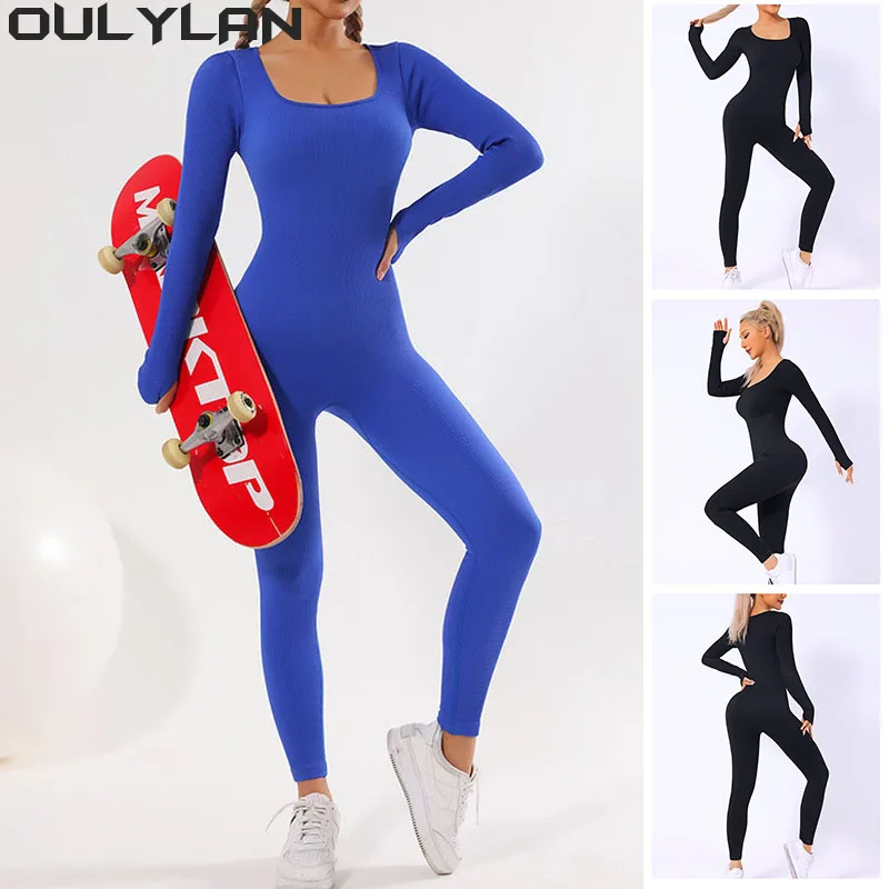 Oulylan Jumpsuits  Women's Set Workout Clothes for Women Tracksuit Yoga Set Yoga One Piece Workout Long Sleeve Sportswear Gym