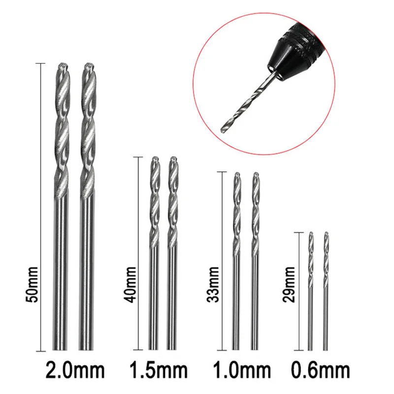 40/50 pz Twist Drill Set acciaio ad alta velocità 1-3mm gambo dritto HSS titanio placcato punte elicoidali punte elicoidali strumento manuale