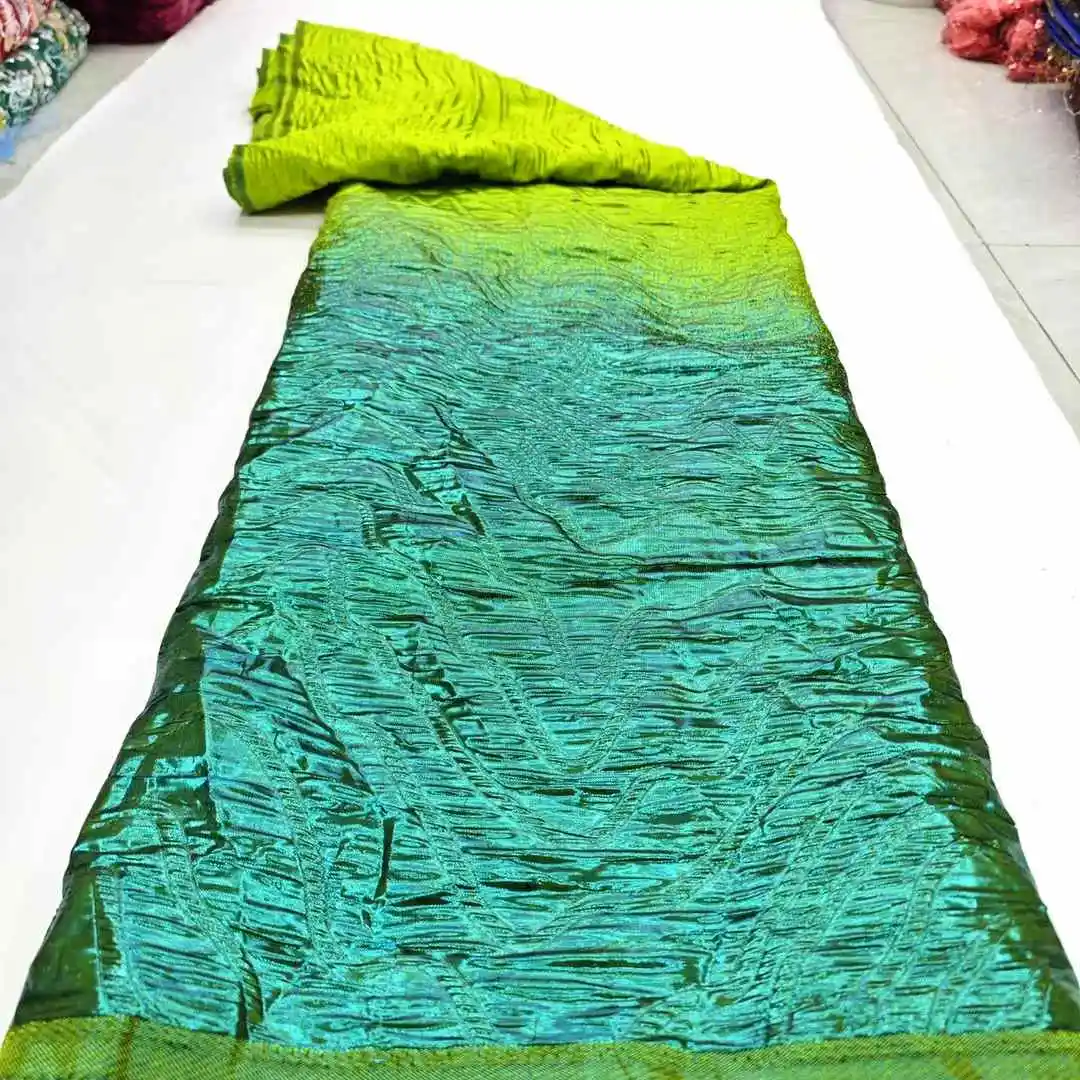 Brocade Lace Fabric Nigerian High Quality 2025 African Jacquard Lace Fabric Elegant Sewing For Women Party Dresses,5Yards