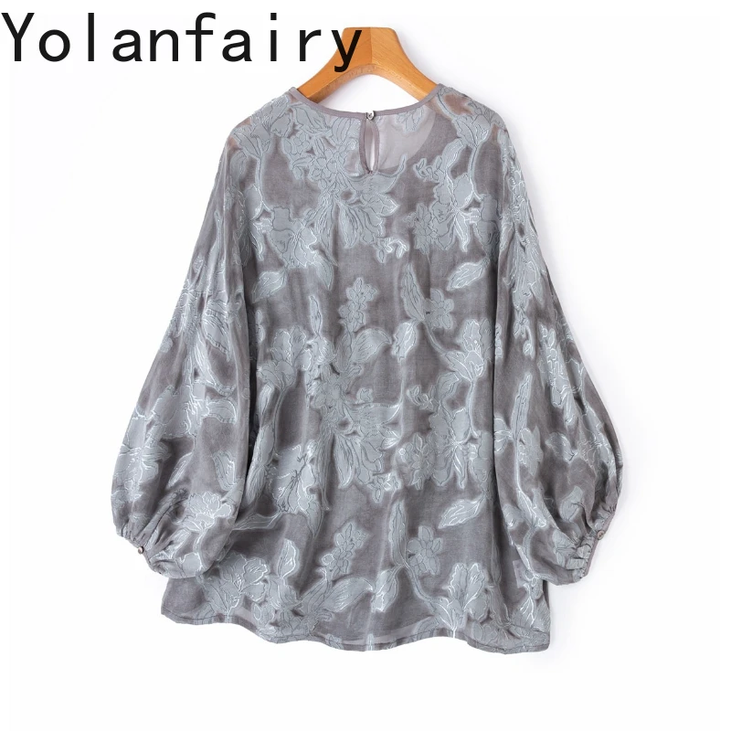

YOLANFAIRY 100% Mulberry Silk Blouses for Woman Elegant Summer 2026 Loose Beautiful Tshirts Womens Tops Bat Sleeve Tee Shirt