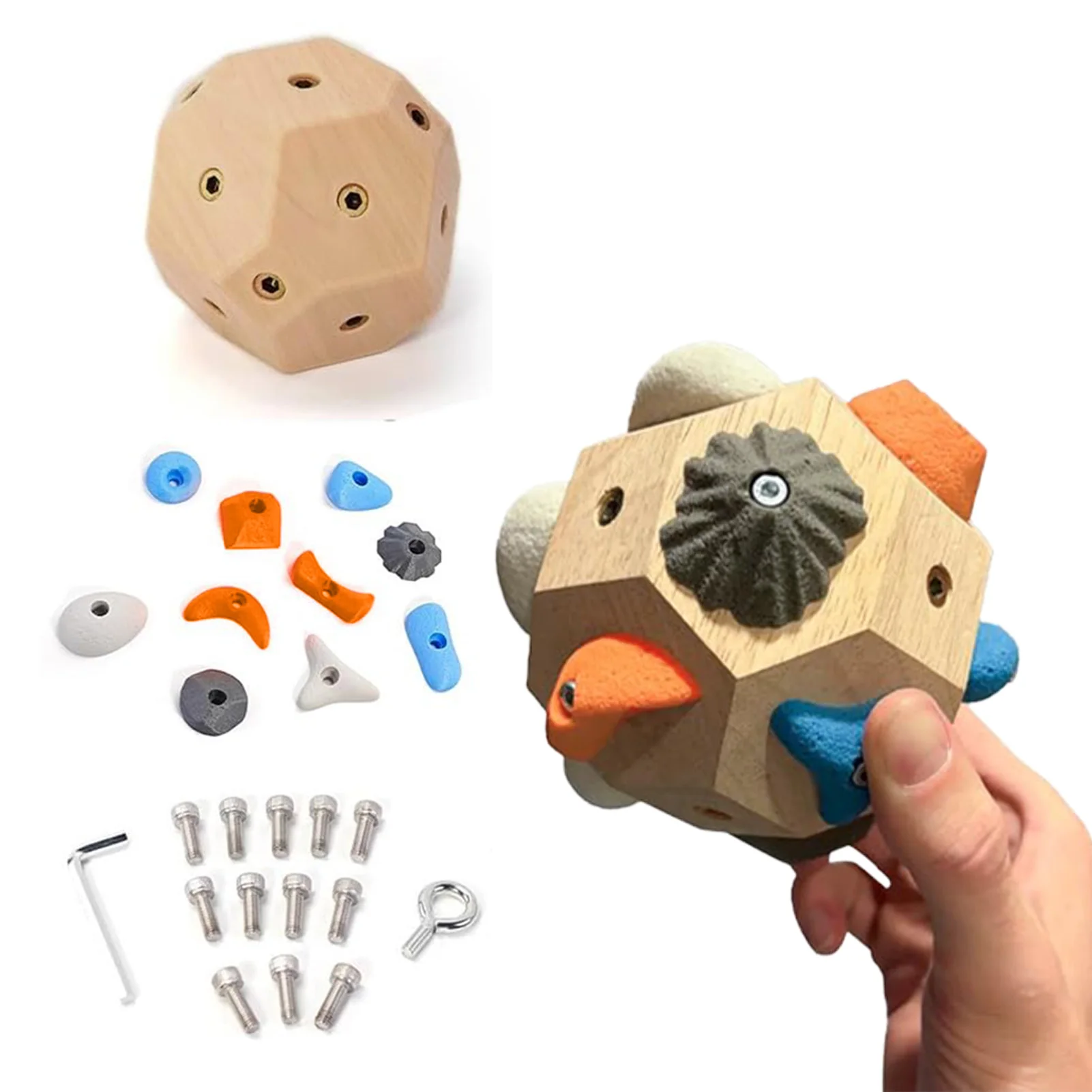 كرة تسلق مصنوعة يدويًا للتدريب على القوة والدقة مع نتوءات متعددة الحجم #6