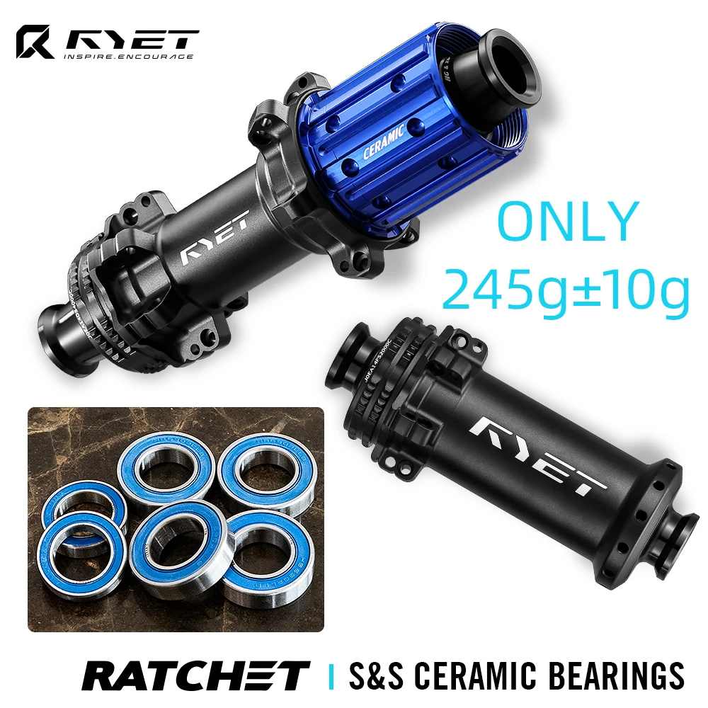 RYET الطريق دراجة محاور SuperLight 245g 36T Rachet Centerlock السيراميك تحمل الطريق مكبح قرصي دراجة محاور الدراجات اكسسوارات