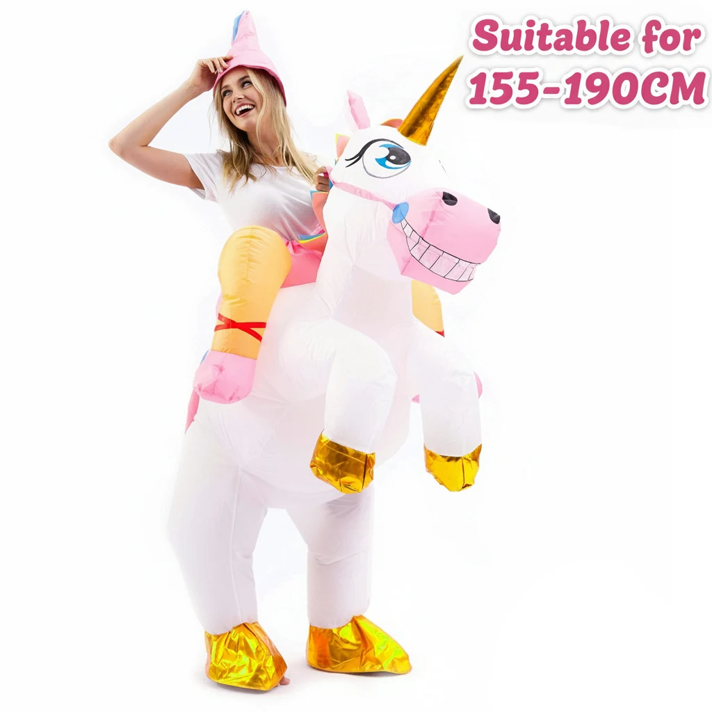 Adult Inflatable Unicorn Ride On Costume Funny Blow Up Suit Unisex for Christmas Thanksgiving Party Holiday Gift Cosplay