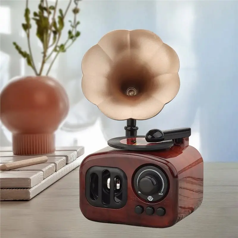CYCLI-Classical Horn Record Gramophone Music Box Clockwork Music Player