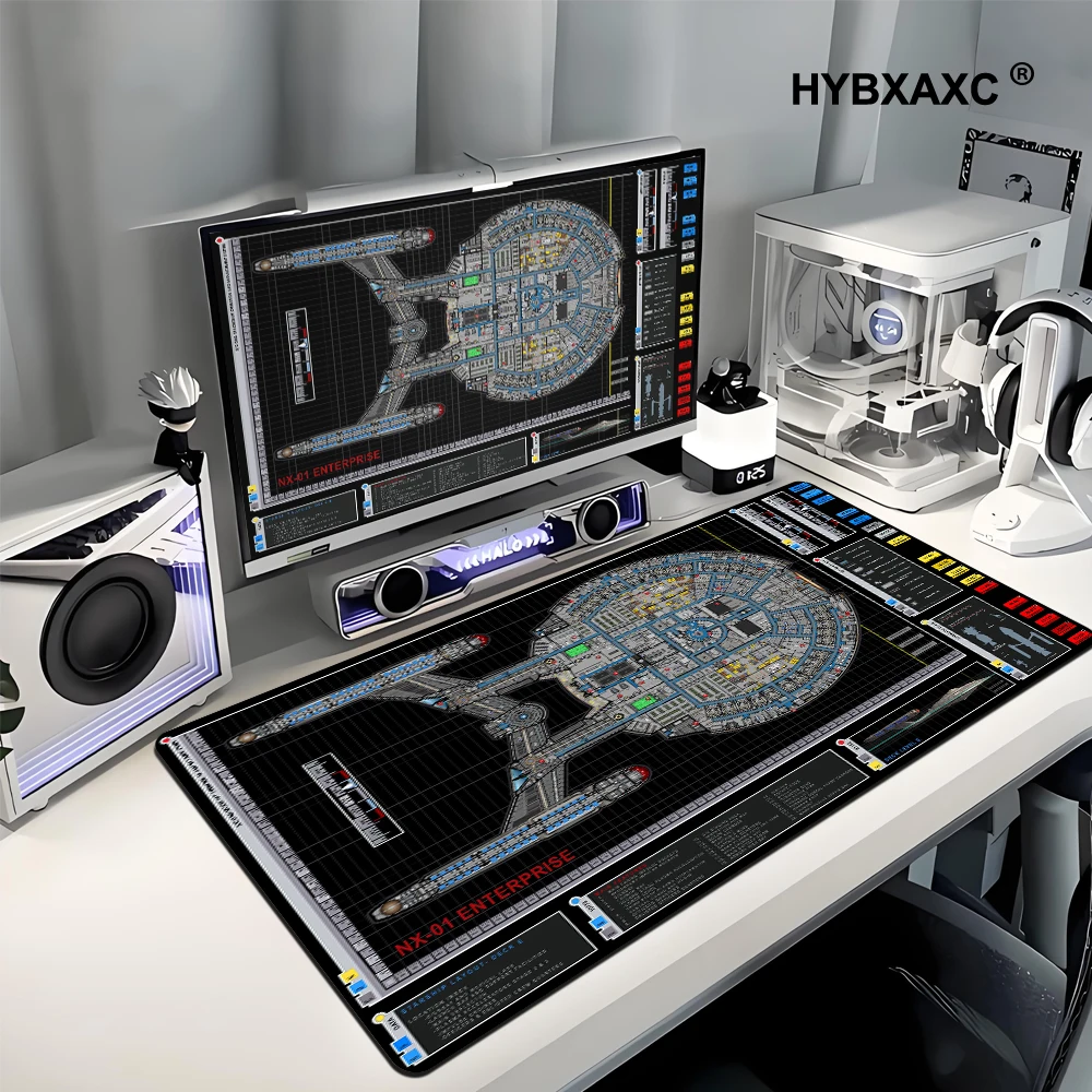 

Starship Blueprint Pad Desk Pad Mouse Pad Gamer Computer Cabinet Star Trek Game Office Accessories Keyboard Anime Extended Large
