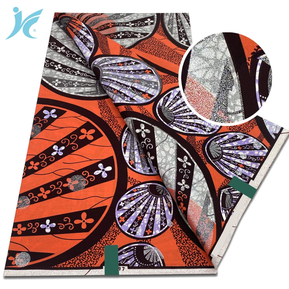 

Новая мягкая ткань с золотым глиттером Super Africa Grand Wax, высококачественная женская ткань Pagne с золотым принтом, батик, анкара, ткань с эффектом восковой печати