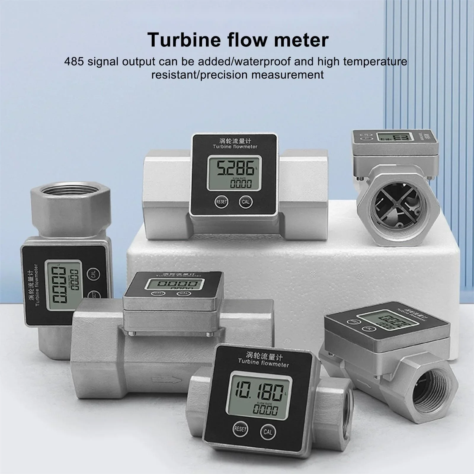 LCD Display Digital Turbine Flow Meter High-Precision Water Flowmeter Diesels Gasoline Methanol Liquids Electronic Flowmeter