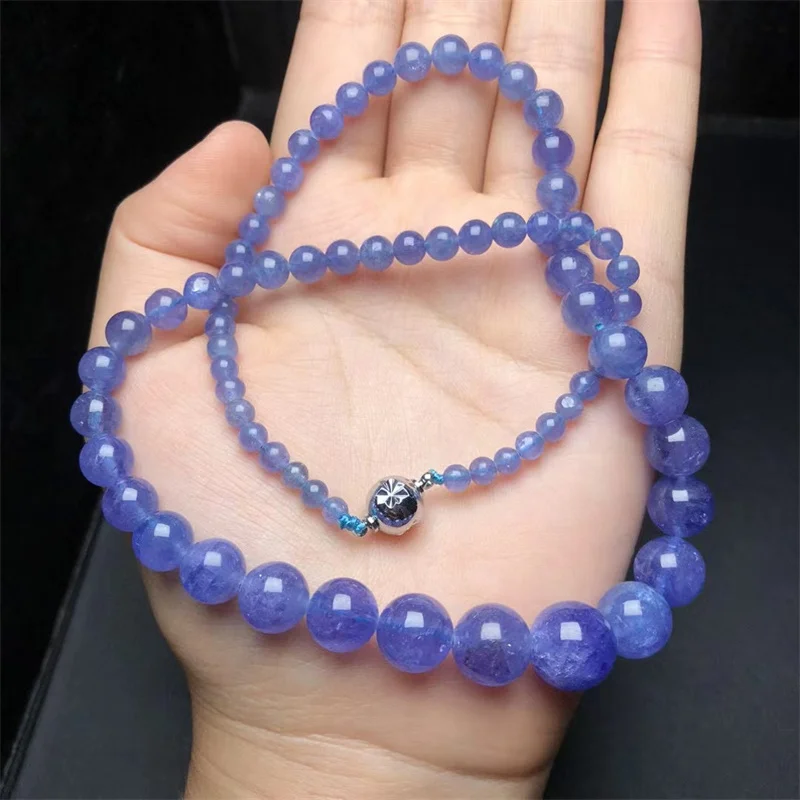 

Natural High Quality Tanzanite Necklace String Charms Handmade Fortune Energy Bangle Mineral Woman Amulet Jewelry Gift 1PCS