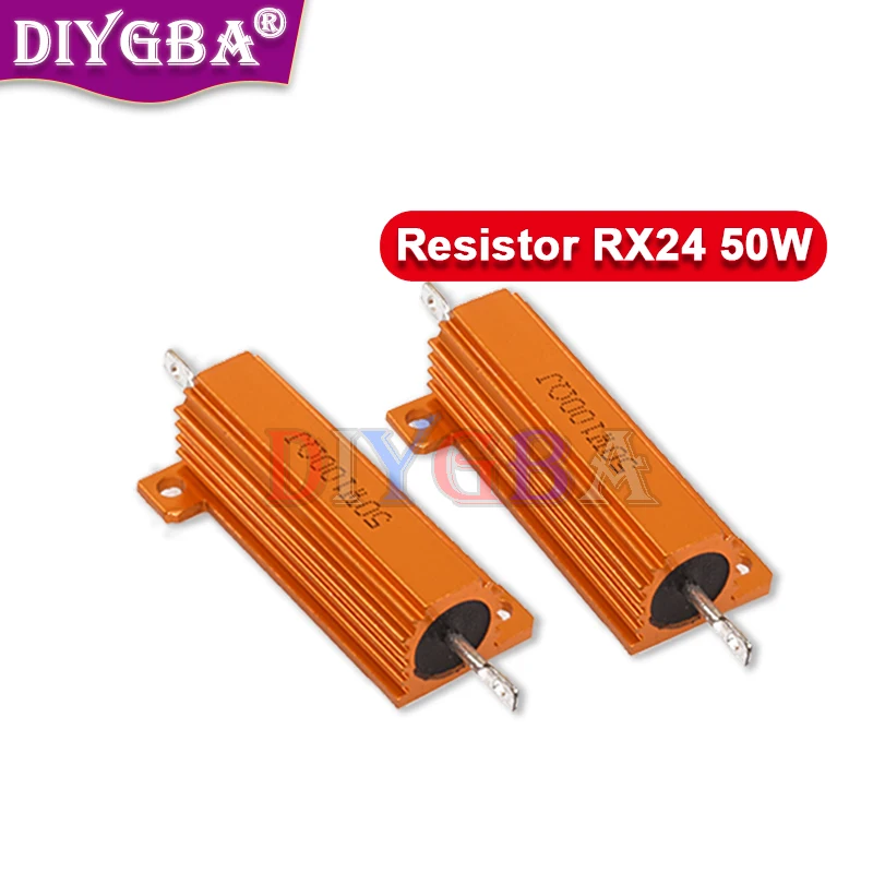 Aluminum Power Metal Case Wirewound Resistor RX24 50W 0.01 ~ 100K 0.1 0.5 1 1.5 2 6 8 10 20 100 150 200 300 1K 10K Ohm