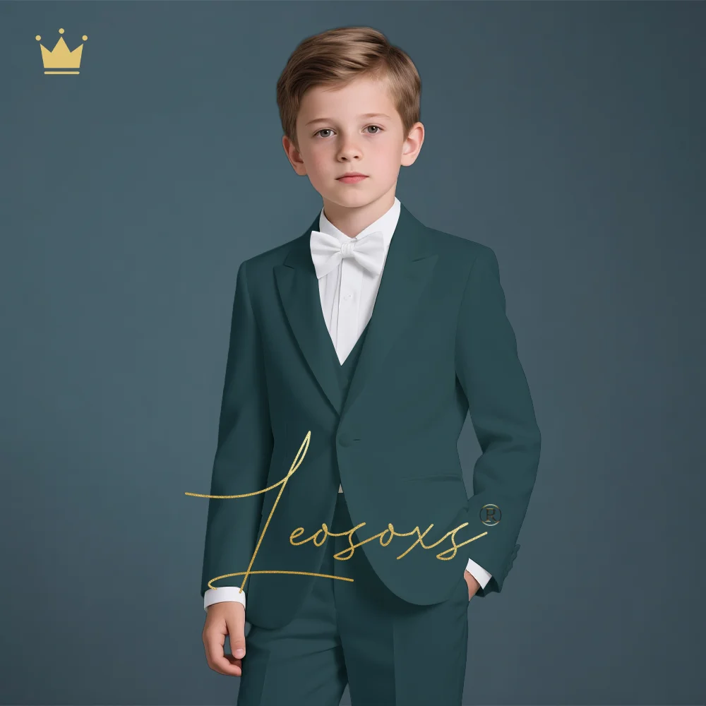 

Boys' Single-Button 3-Piece Suit Set - Stylish Formal Wear for Weddings, Parties, and Ceremonies with Custom Fit