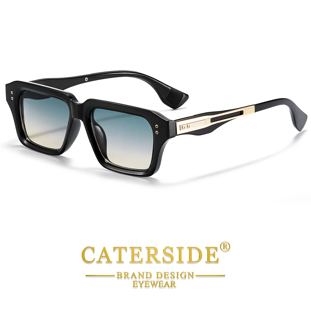 CATERSIDE Retro Quadratische Metall-Sonnenbrille für Männer, Modische Damen-Sonnenbrille, Outdoor-Reise-Fahrbrille, Dekorative Brille, UV400 – Detail 16