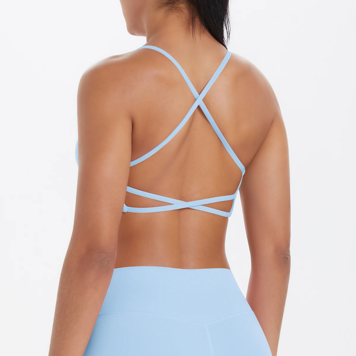Tanktop für Damen, Yoga-BH, Yoga-Unterwäsche mit Brustpolster, einfarbig, schöner Rücken, Kreuz-BH, stoßfestes Workout-Top für Fitness und Laufen. – Detail 22