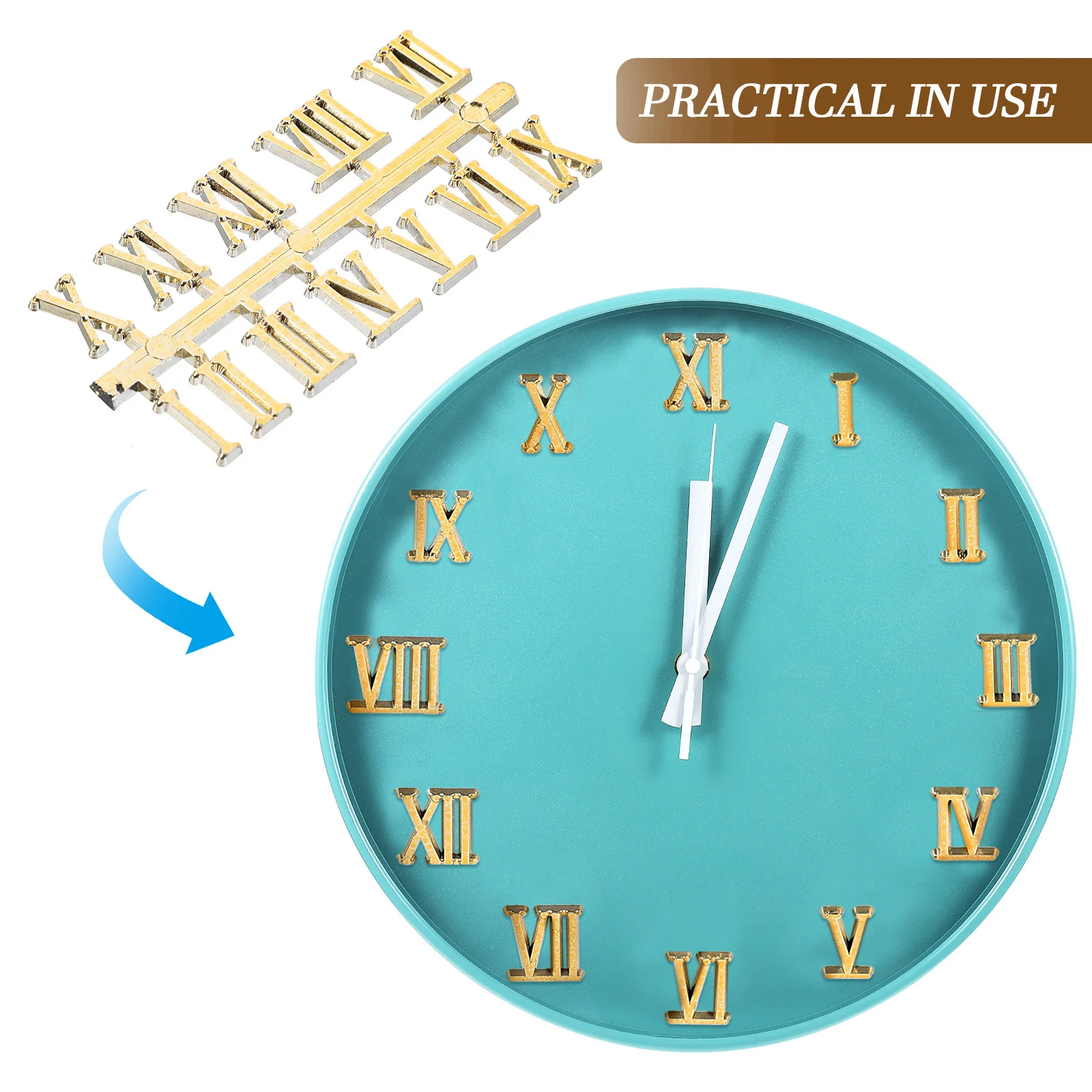 

5Sets Clock Numbers Kit Stylish Plastic Roman Numerals for Wall Clock Repair and Decoration Digital Bell Repair Parts