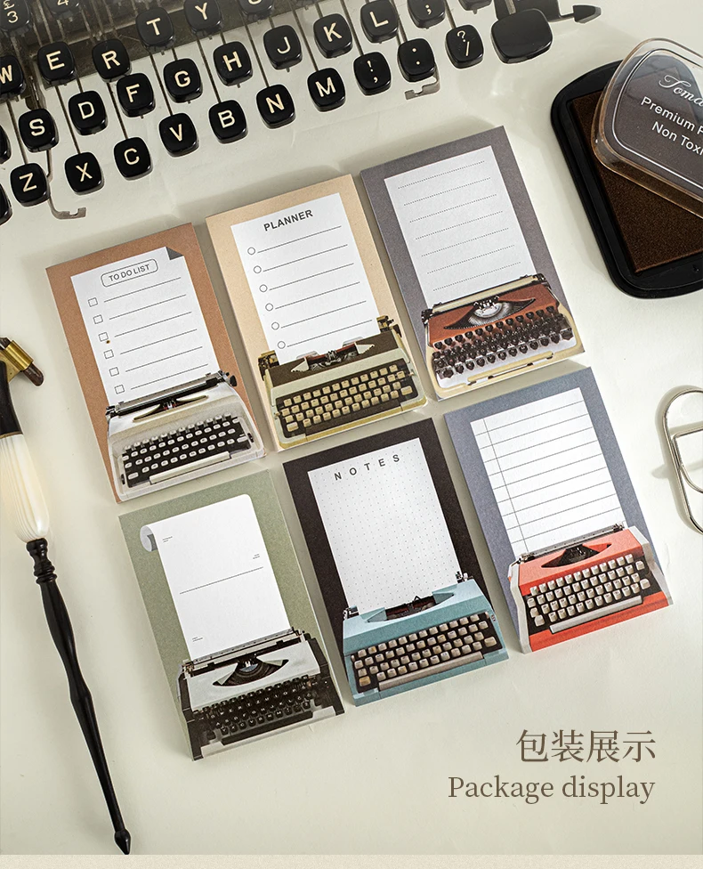 Journal GO 50 Seiten Vintage Schreibmaschinen-Design Notizbuch Retro Planer Terminplaner Notizblock Journaling-Material Papier – Detail 7