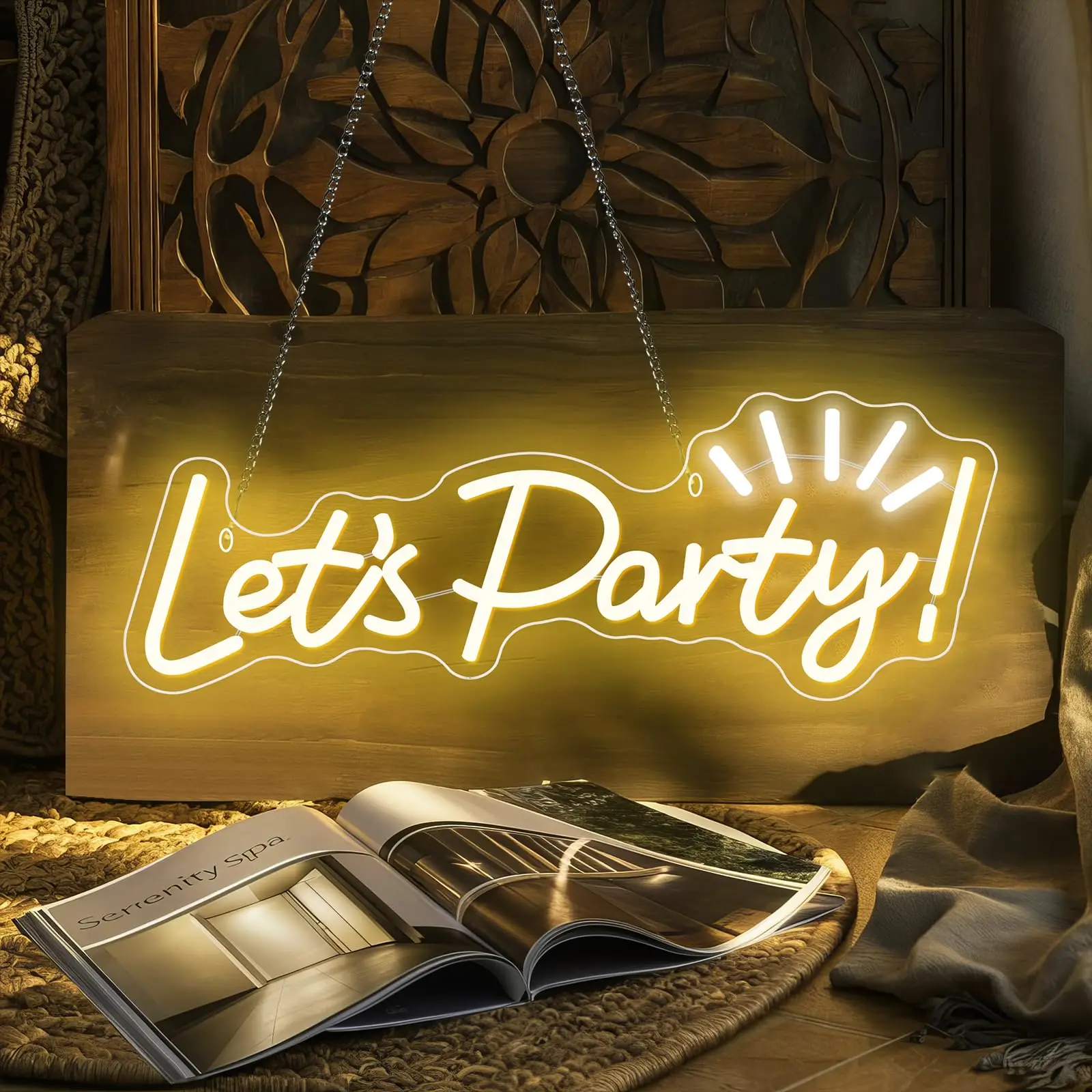 Lets Party Customizable colors Neon Sign LED Lights Bar Pub Wall Wedding Birthday Aesthetic Decoration Room Wall Decor Signs