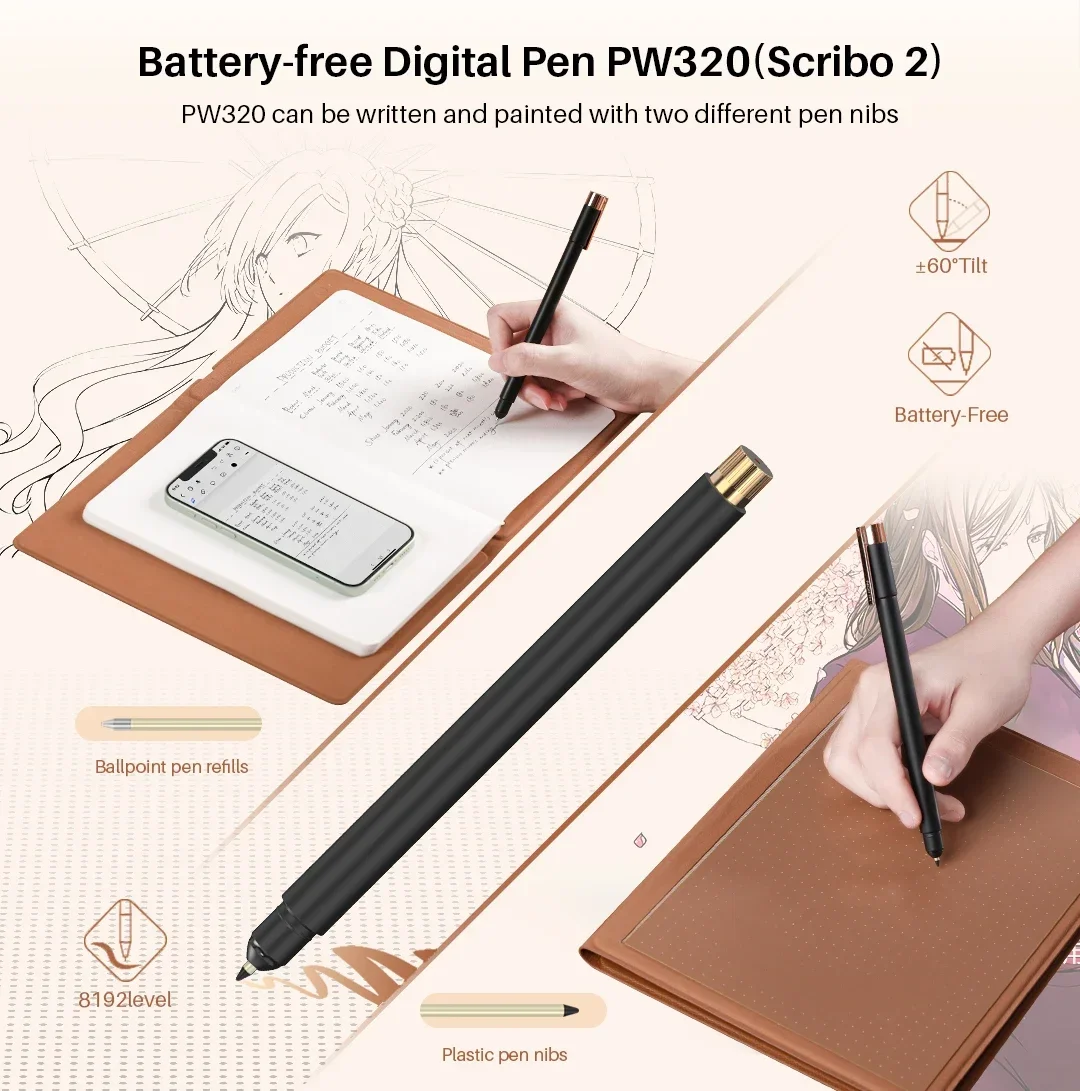 Huion Note X10 Dual Purpose Portable Digital Drawing Handwriting Reusable Smart Notebook with Pen Support Wireless Connection