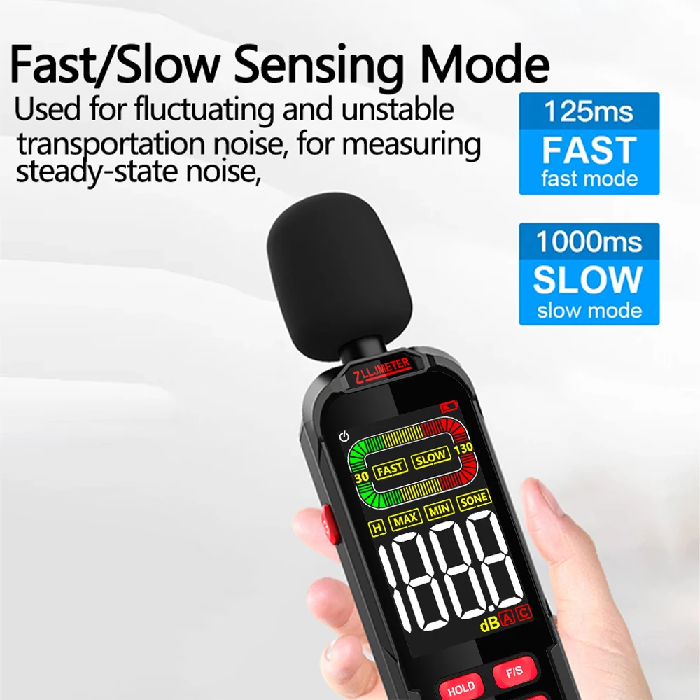 Color Screen Digital Sound Level Meter Audio Level Meter Sound Meter Decibelimetro 30-130dB Decibel Meter Portable Noise Meter